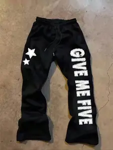 TikTok Viral "GIVE ME FIVE" Star Graphic Fitted Sweatpants Soft Cotton Cozy Home Loungewear Streetwear Oversized Edgy Y2K Aesthetic Daily Wear Comfortable Trend Must-Have on TikTok
