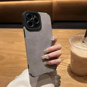 Luxurious Soft-Touch Matte Faux Leather Phone Case Bundle - Premium Case & Cover Bundles for iPhone17 16 15, 14, 13, 12, 11 Pro Max, with Lens Protection, Bumper Silicone Cover, and Shock-Absorbing Design/QBJKTP54