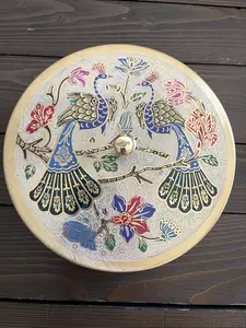 Brass Masala spice box , Kitchen spice box, Handpainted unqiue spice masala box