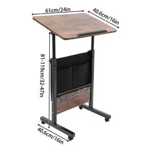 Portable Laptop Desk Rolling Computer Stand with Adjustable Height    