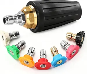 Pressure Washer Turbo Nozzle Tips, 360° Rotating Spray Turbo Nozzle Pressure Washer Attachments with 7 Power Washer Tips for Garden Roads, Terraces, Car Washing, Drainage Ditches 4.0 GPM Max 4000 PSI