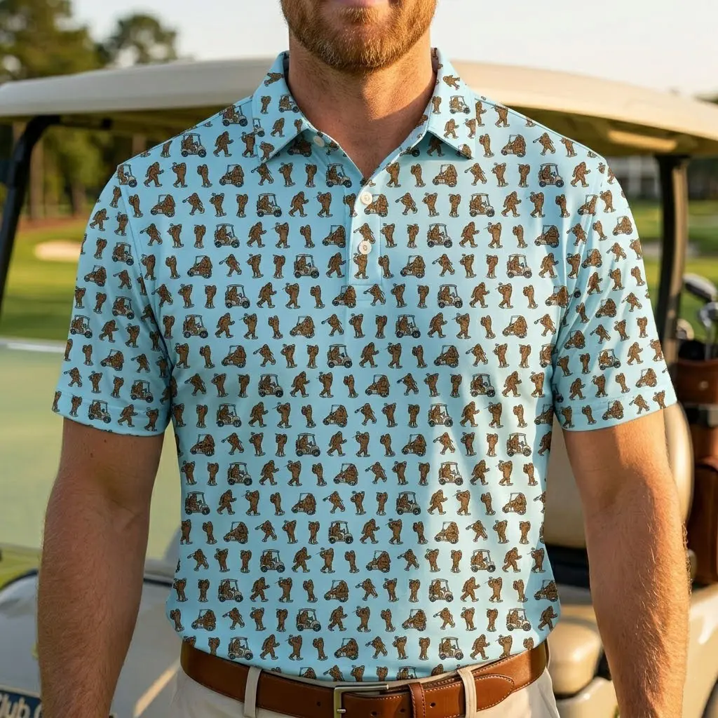 funny Bigfoot Golf Polo PGA Performance Style Golf Shirt