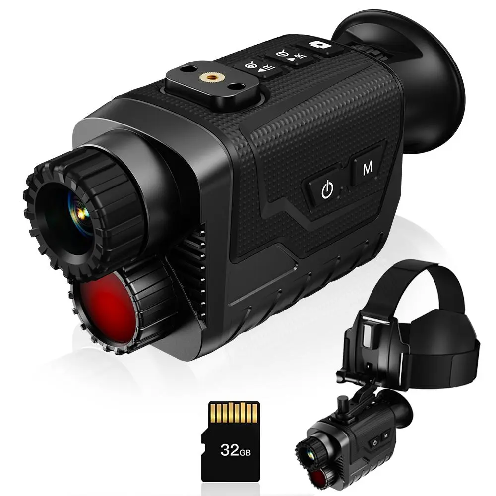 Head Mounted Night Goggles, 8X Digital Zoom Rechargeable Night Monocular, Can Save 4K Video and 36MP Photos