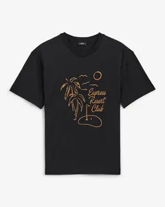 Express Classic Fit Embroidered Resort Club Cotton Graphic T-Shirt