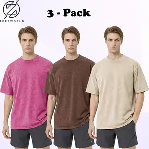 Oversized Streetwear T-Shirt for Men 3-Pack Bundle – Heavyweight Cotton Baggy Relaxed Fit Casual Tees Soft Breathable Comfortable Everyday Basic Essential