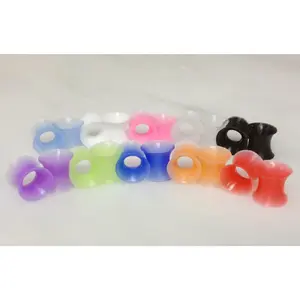 10 Pair Set of Thin Silicone Flexible Ear Skin Tunnels Earlets Plugs Gauges