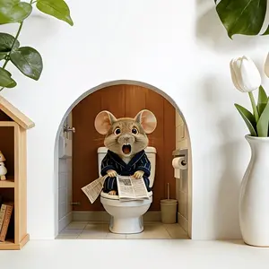 Cute Mouse Wall Sticker, Animal PVC Art Decal, Waterproof Peel-Off Wallpaper, Home Decor for Living Room, Bedroom, Bathroom, Entryway
