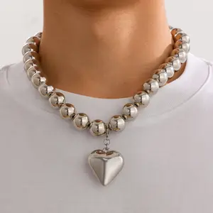 Accessories Men's Exaggerated Round Beads Removable Love Necklace Niche Street Hip Hop Personality Necklace