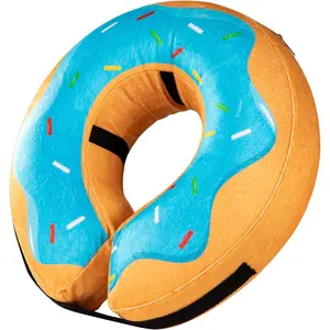 Donut Inflatable Collar for Dogs and Cats, Soft Recovery Dog Cone After Surgery, Protective Pet Neck Cone for Small, Medium, Large Dogs, Not Block Vision (Blue, M)