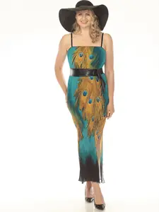 Peacock Turquoise  Sundress plaided Dress for Women's
