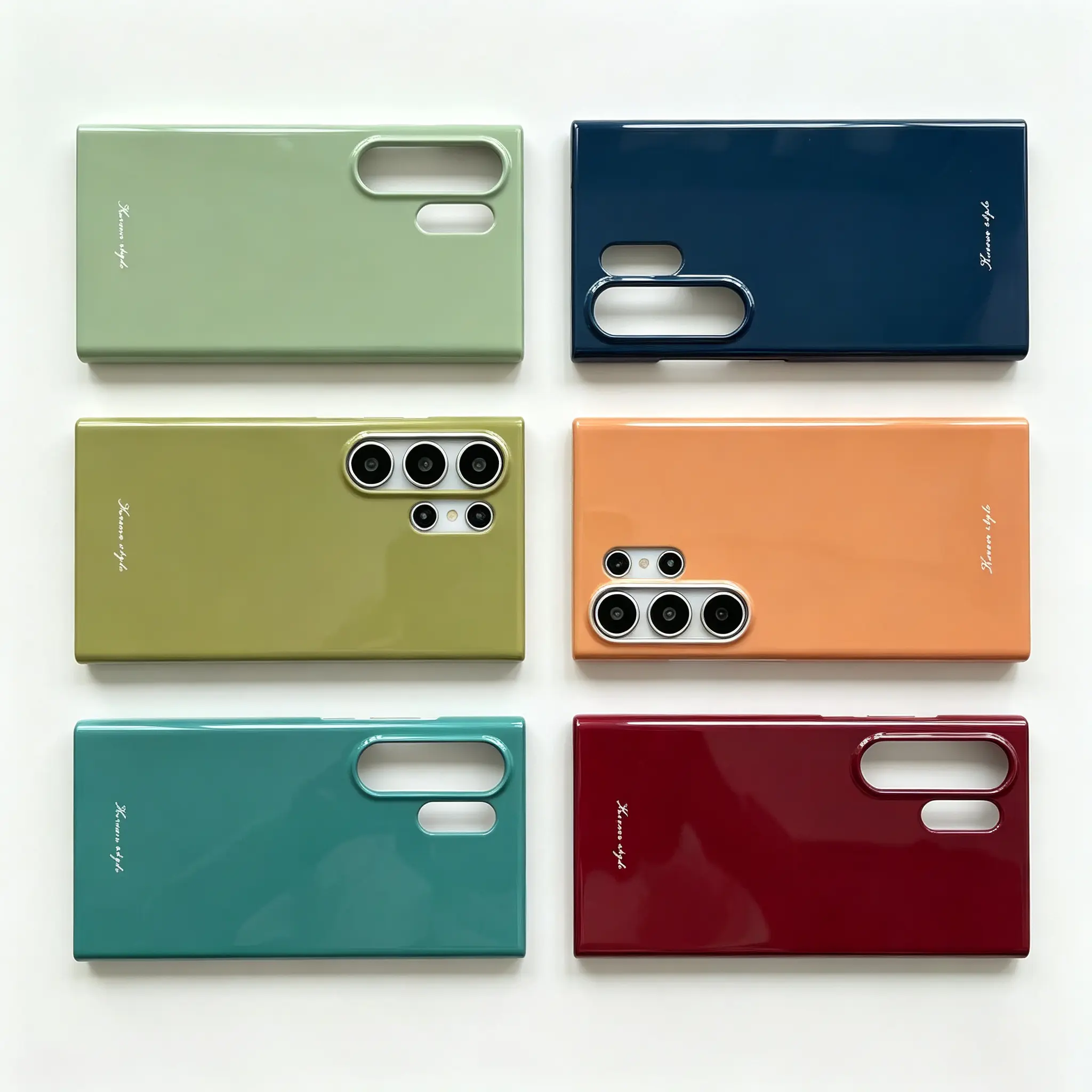 Slim Minimalist Hard Case for Samsung Galaxy S25 Ultra S24 Ultra S23 Ultra, Glossy Plain Solid Color Phone Cover, Drop Protection Raised Bezel Anti-Fingerprint Aesthetic Shell