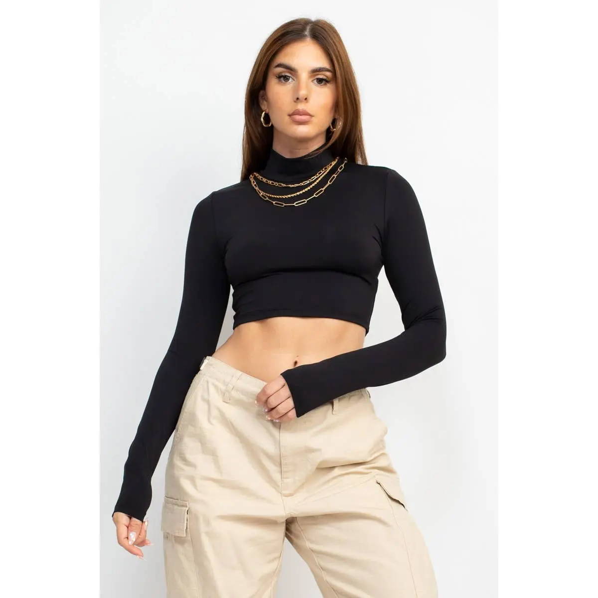 Crop Seamless Turtleneck Top