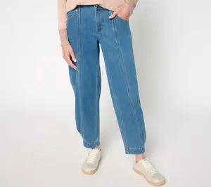 LOGO by Lori Goldstein Regular Indigo WashSeam Barrel Leg Jean