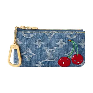 Louis Vuitton x Takashi Murakami Cherry Monogram Denim Key Pouch and Coin Purse for Women, Blue