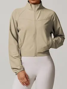 Quick-dry Stand-Up Collar Yoga Jacket for Women, Sports Yoga Jacket, Lightweight Windproof Outdoor Running Fitness Long Sleeve Sport Jacket Activewear, Athletic Outerwear