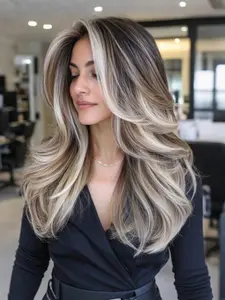 Highlights Wig, Gradient 22 Inch Long Curly Hair, with Bangs, Heat Resistant Rose Net Comfortable for Women Daily Wear Party Use, Machine Made Wigs