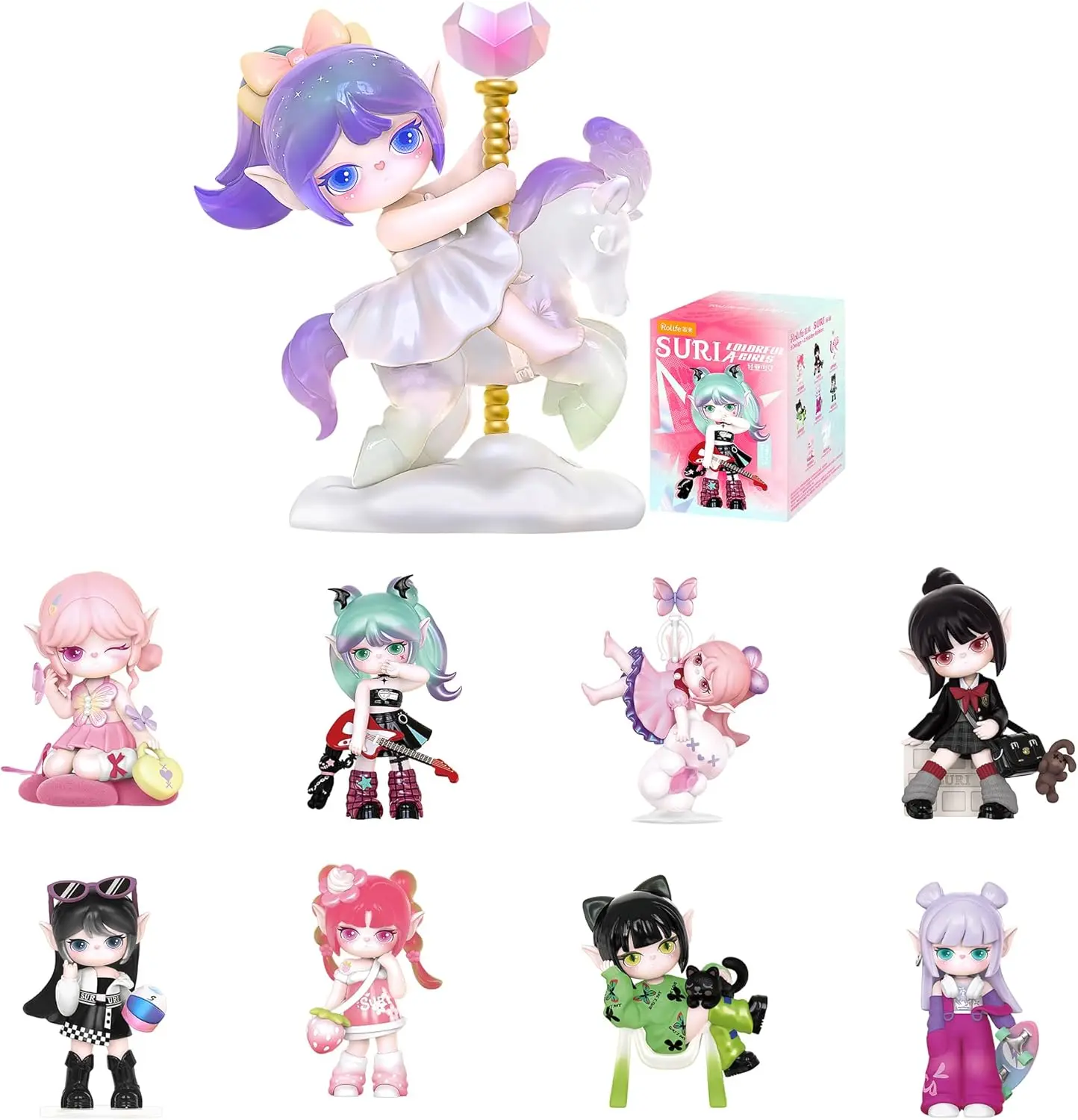 Rolife Suri Colorful Girls Blind Bag Series| Cute Kawaii Character Dolls, Perfect Gift for & Women party box Mystery Lock Blind Box
