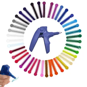 Orthodontic Ligation Kit, Professional Ligature Tie Gun with 1040 Multi-Colored Orthodontic Ligature Strips, Hypoallergenic Elastic Material, Ergonomic Non-Slip Handle, Fast Application for Dental Orthodontic Treatment