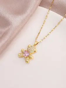 Bear Pendant Necklace for Women, Cute Sweet Style Titanium Steel Collarbone Chain, Perfect Gift for Couples, All Seasons Jewelry