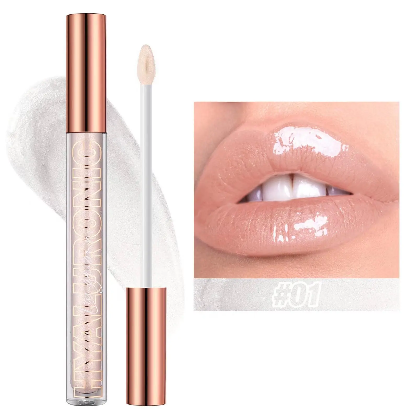 3ml Hyaluronic Acid Shimmer Lip Gloss, Moisturizing Lipgloss, Lip Moisturizer Gloss, Hydrating Tinted Liquid Lip Balm, Moisturizing Glossy Lip Glaze Stick, Lip Plumping Lipstick for All Occasions Makeup, Lip Care Cosmetic, Hydrating Glosses, Shine