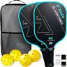 USAPA Standard Fiberglass Pickleball Paddles Set (2 Paddles) - Honeycomb Core, Polypropylene, Reinforced Edge Guard, 2 Indoor Pickle Balls, Sweat-Dry Grip Tape, Carry Bag - Durable, Lightweight for Adults, All Ages, Kids, Less Arm Fatigue