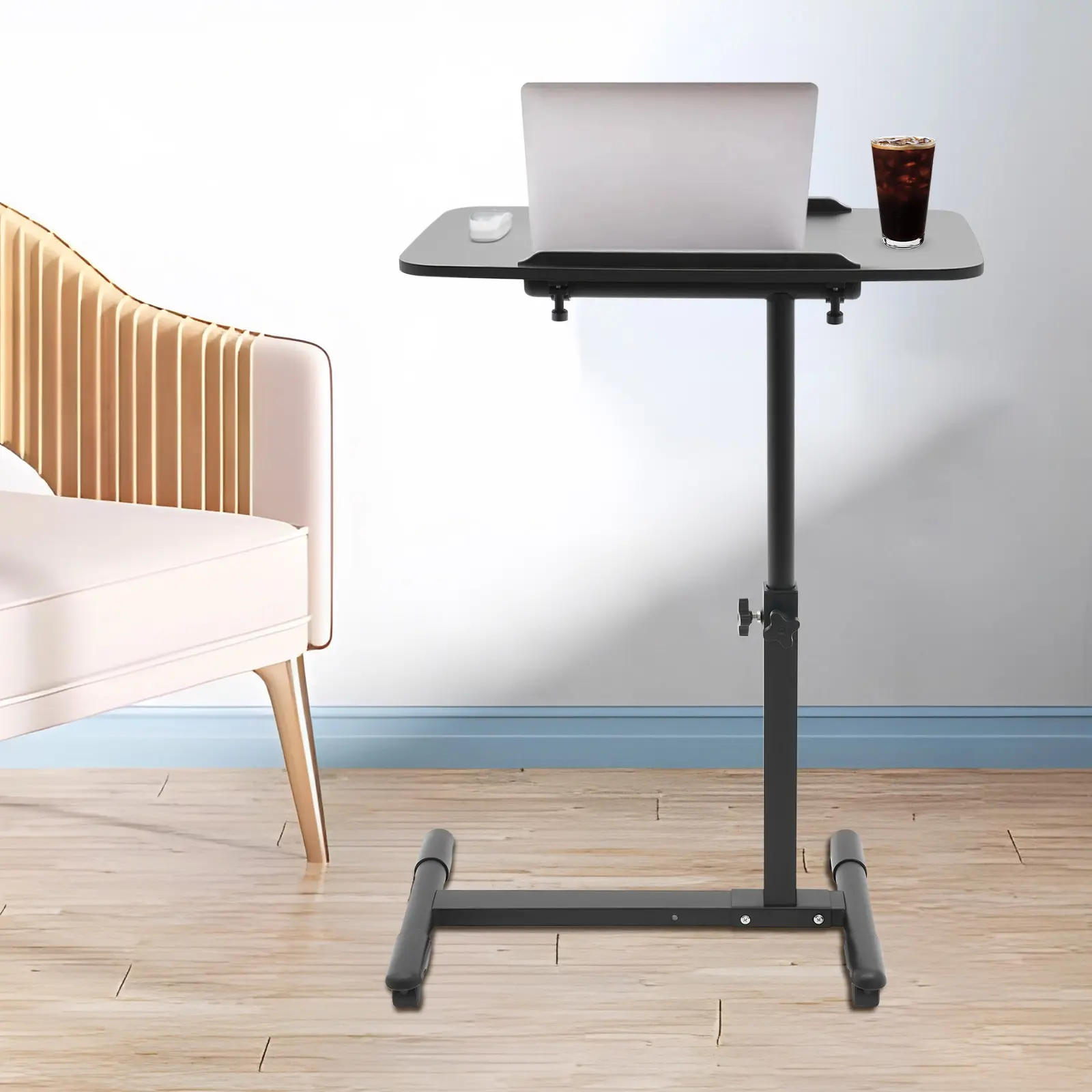 Adjustable Hospital & Home Use Bed Table & Rolling Laptop Table - Versatile Bedside Table