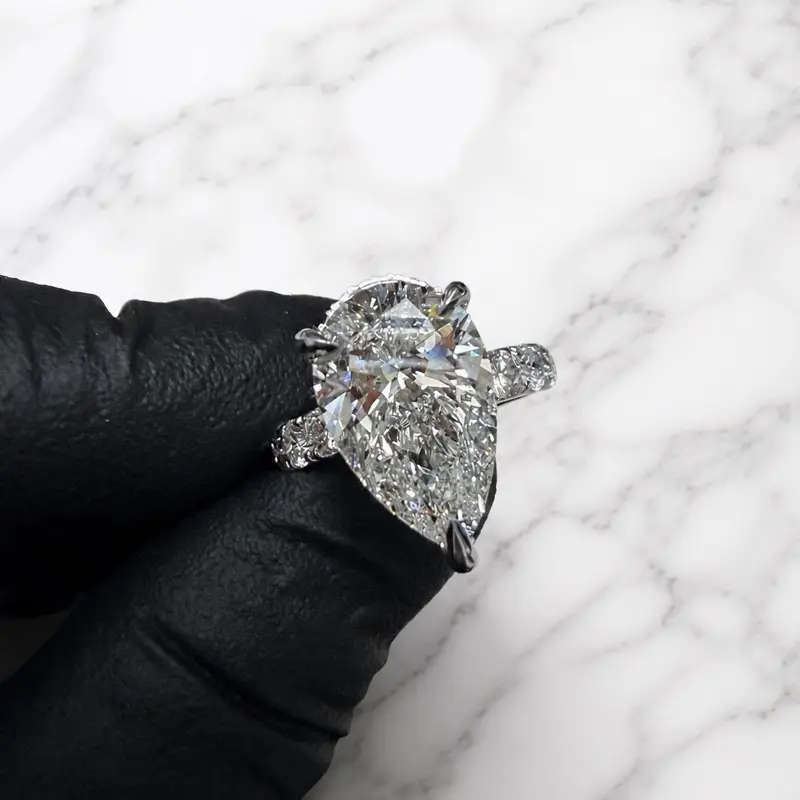 6CTW E VVS2 Certified Pear Shape Engagement Ring 14Kt White Gold