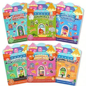 Quiet Book Jelly Stickers Kids Early Education Puzzle Game Stickers Sticker Album 3-6 Years Old Educational Toy, Fun Learning Activity for Children