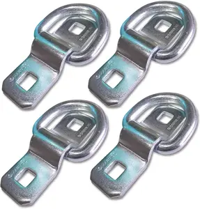 3/8” Heavy Duty D Rings Tie Down Anchors Hooks for Trailer Truck Bed Pickup RV Camper ATV Boat Kayak Motor Bike Floor Wall Surface Mount Bracket Enclosed Points (4 Pack)