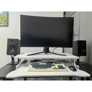 32 Inch Desk Converter, Height Adjustable Sit to Stand Riser, Dual Monitor and Laptop Workstation with Wide Keyboard Tray, White,High end and high-quality