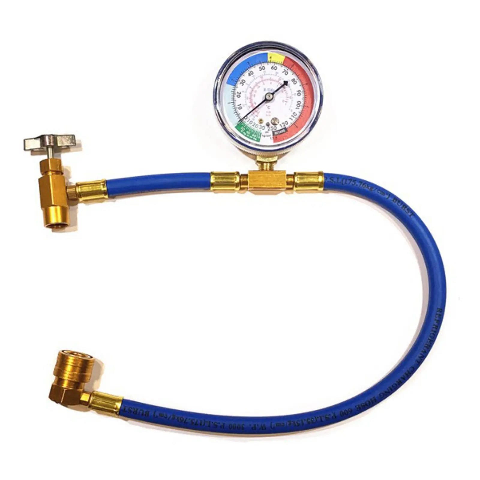 HONIBAOTO R134A AC Refrigerant Recharge Hose Kit with Pressure Gauge, Quick Coupler, Can Tap Valve for Car Air Conditioning Systems