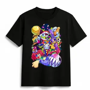 The Amazing Digital Circus Characters Tee | TADC Cartoon Graphic T-Shirt | Anime Circus Streetwear Shirt | Unisex Cotton Tee | Digital Circus Fan Gift