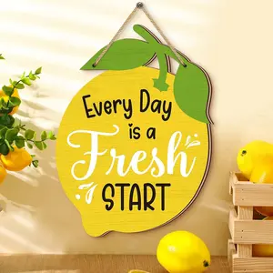 Summer Lemon Home Decor Welcome Wooden Sign Door Hanging Sign Door Plaque, Motivational Plaque, New Day Inspirational Decoration, Perfect for Daily Motivation
