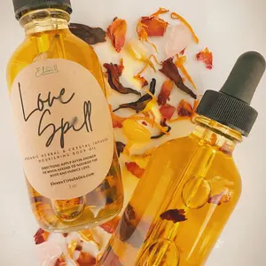 Love Crystal Infused Body Oil for Women w/ Argan + Jojoba+Sweet Almond+ Vitamin E+ Calendula+Roses +Hibscus
