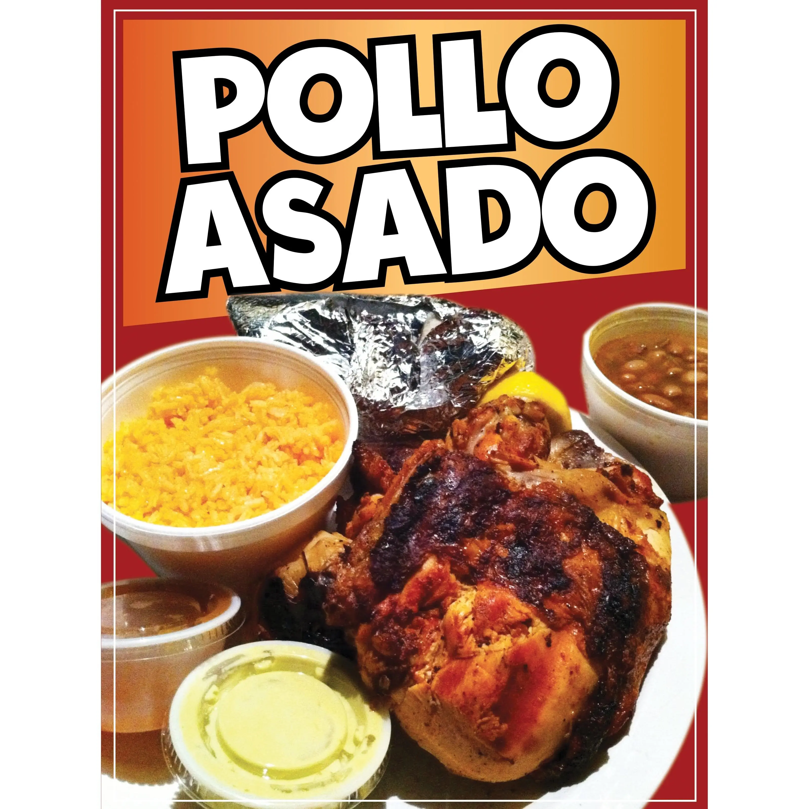 Pollo Asado Decal Window Sticker Mexican Food Truck Concession Vinyl Restaurant Grilled Chicken