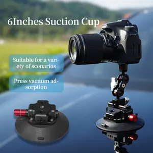 GS006B 6-inch Suction Cup Mount Camera Car Mount for Shooting Video on Car Body, Boat, Window or Any Smooth Surface, Compatible with Action Camera, DSLR Camera Aluminum Bear