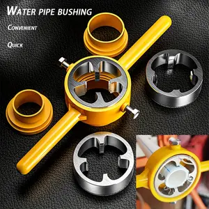 6PCS Plastic Pipe Thread Die Kit 1/2" 3/4" 1" 60° Taper Pipe Plumbing Thread Tools Water Pipe Die Tap Wrench Set PVC/NPT Manual