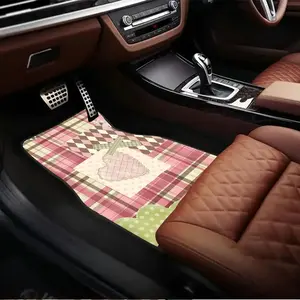 4pcs Pink Checked Car Floor Mat, Car Interior Kit - Non-Slip Back, Suitable for Front and Front Seats, Compatible with Cars, Trucks, SUVs, Easy to Clean Interior Accessories (Pink/Red/Beige), Car Interior Accessory, Durable Polyester Material, Car Mats
