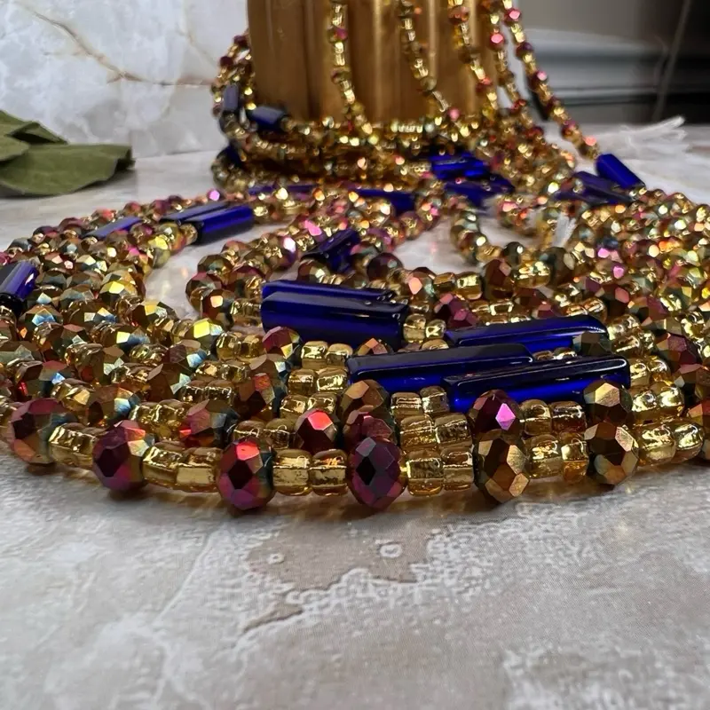 Tie On Body Jewelry - Bella Gold Multi Waistbeads for Women