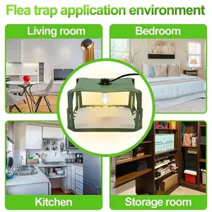 Flea Trap Set - 2-Pcs Non-Toxic Indoor Pest Control for Pets & Children - Green Square Design - Attracts Bugs & Cockroaches - Safe & Effective for Living Room, Bedroom, Kitchen, Storage