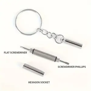 Precision Eyeglass Screwdriver Set - Portable Steel Repair Tools with Keychain, Compact Design for Eyeglasses and Watch Fixes