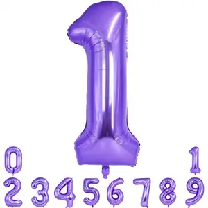40 Inch Purple Large Numbers Balloon 0-9 Birthday Party Decor,Foil Mylar Big Number Balloon Digital 1 for Birthday Party,Wedding, Bridal Shower Engagement Photo Shoot, Anniversary