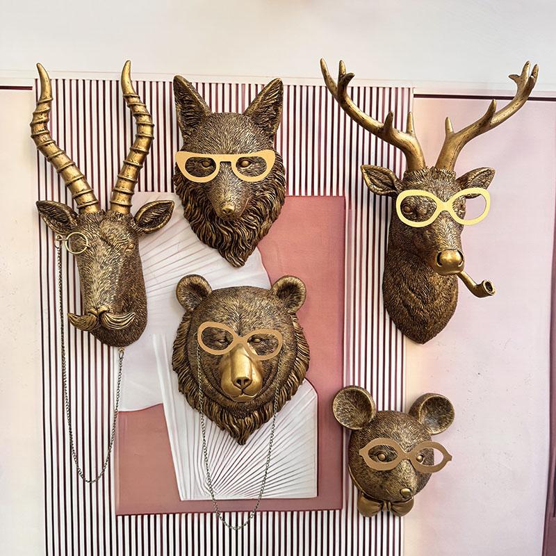 Antique Animal Head Wall Decor, Home Decoration Hanging Piece, Vintage Style Animal Head Ornament, Wall Ornaments, Interior Wall Decor, Home Bedroom Decor, 1 Piece