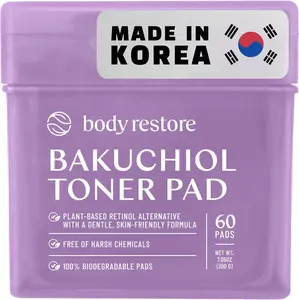 Body Restore Bakuchiol Toner Pads – Christmas Stocking Stuffers, White Elephant, Korean Skin Care, Face Wipe with Niacinamide & Hyaluronic Acid, Travel Essentials, Birthday Gifts for Women, Men