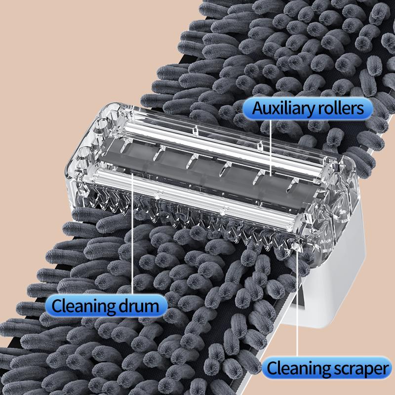 Self-tightening snownylon mop for floor cleaning, with an extra-large size (16.5 inches), microfiber pad, easy-to-clean and wring-out system, quick drying and refreshing, stand-up storage rack for saving space, durable household cleaning tool.