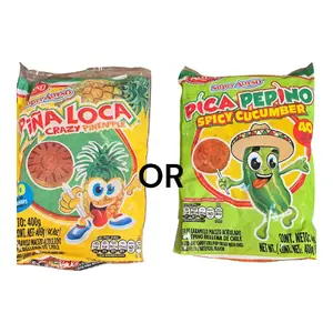 Super Alteno Piña Loca Crazy Pineapple Lollipops (40 count, 400g)                                                       Super Alteno Pica Pepino Spicy Cucumber Lollipops (40 count, 400g)