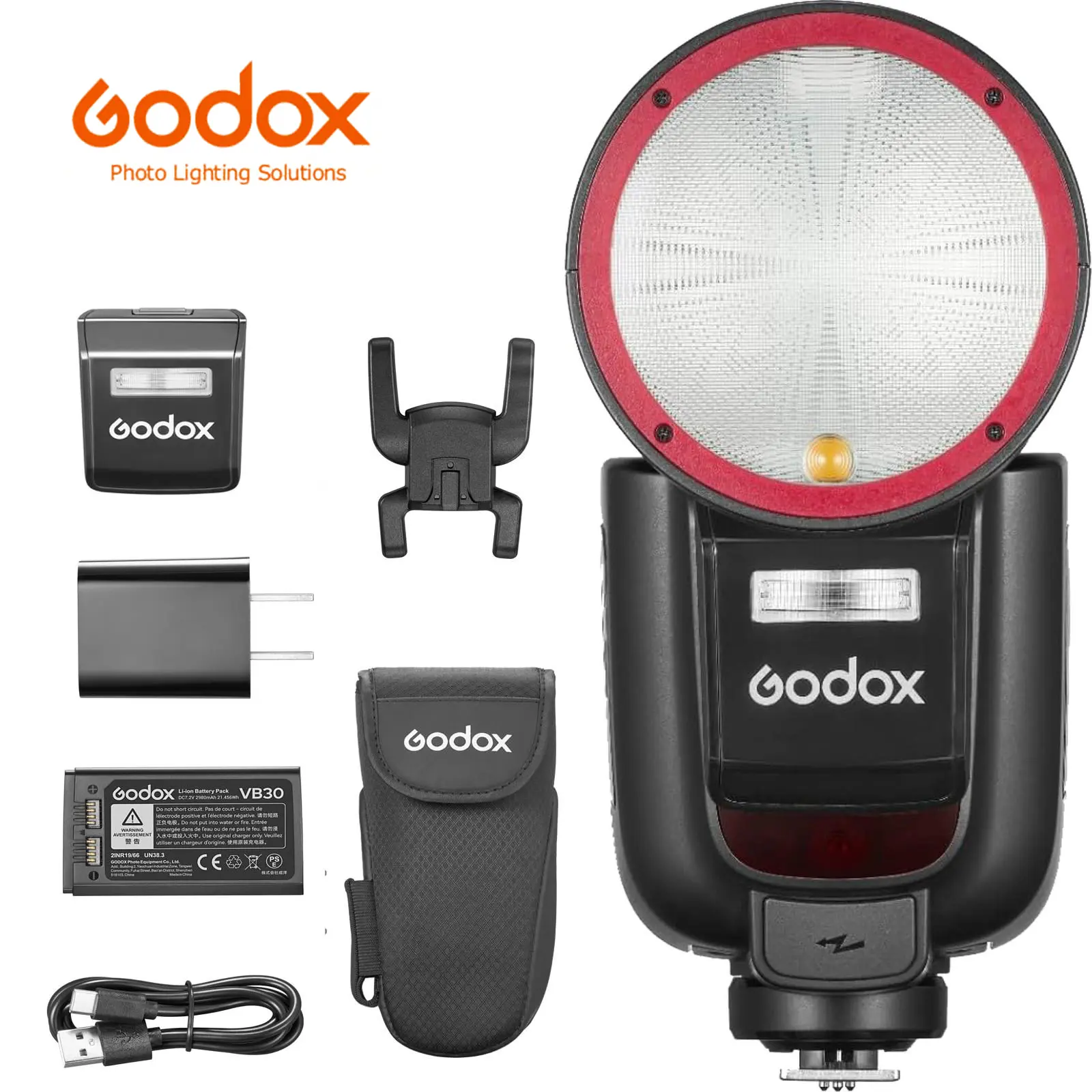 Godox V1 Pro-C USA Version Wireless Camera Speedlite for Canon, 76Ws Output, 2.4G TTL, 1/8000 High-Speed Sync, 500 Full Power Bursts, 1.3s Recycle Time, 2980mAh Lithium Battery, LED Lights, 28-105mm Range, Bounce Flash Head, Versatile Shooting Angles