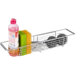 YQh Retractable Sink Drain Rack, 304stainless Expandable Sink Rack, Adjustabl Sponge Drying Rack, soap Rack, Breathable Drainage (Length 14in-18in)
