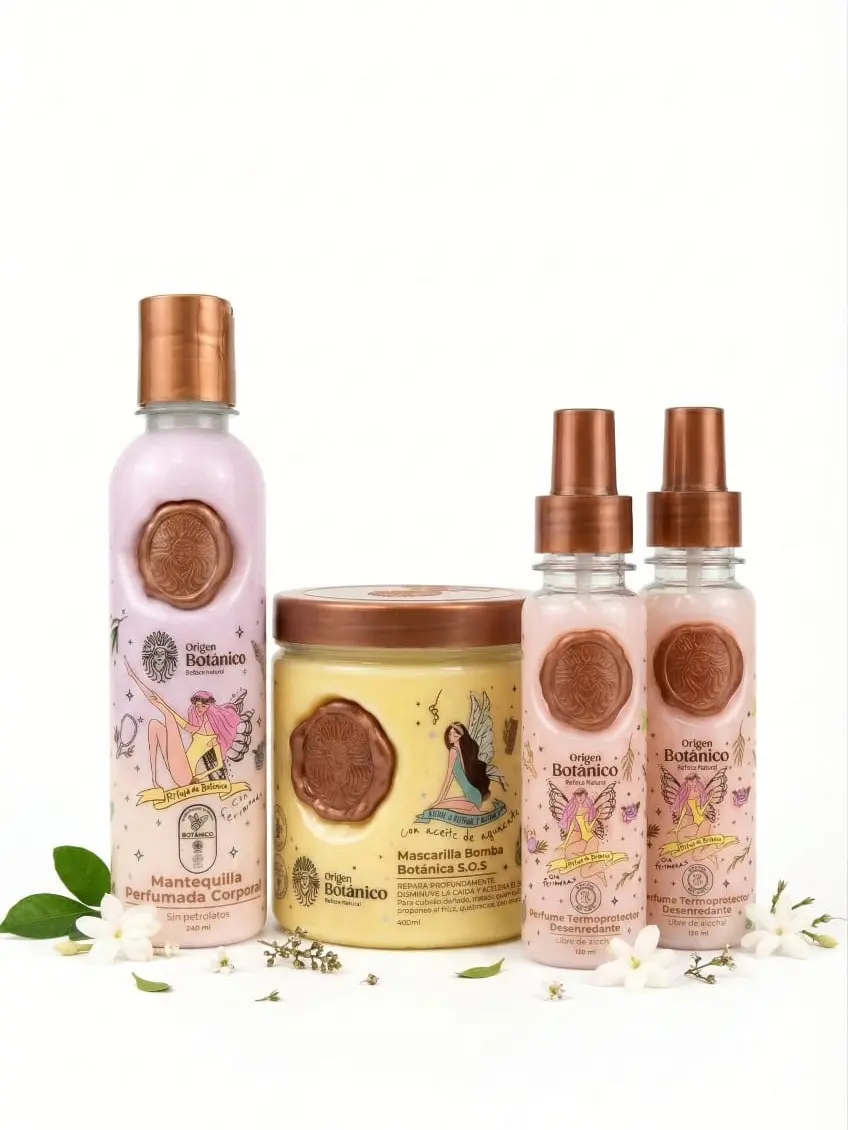 Colombian Botanical Hair & Body Ultimate Gift Set | S.O.S. Hair Mask 400ml + Shea Body Butter 240ml + 2x Heat Protector Spray 120ml | Luxury Self Care Bundle for Women | Latina Beauty