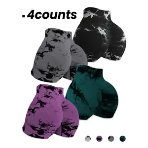 Women's Tie-Dye Print High-Waisted Sport Shorts Set, Yoga Bottoms, Ideal for Yoga & Fitness, Comfortable Design for Active Lifestyle, Athletic Wear Shorts